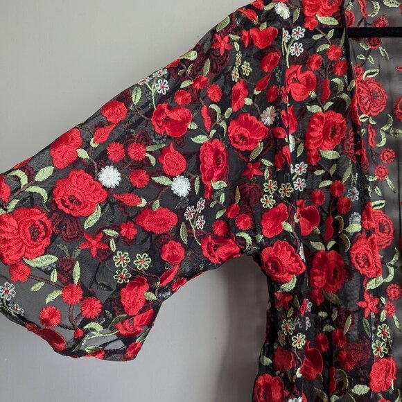 Ark & Co Sheer Floral embroidered kimono - Picture 7 of 9